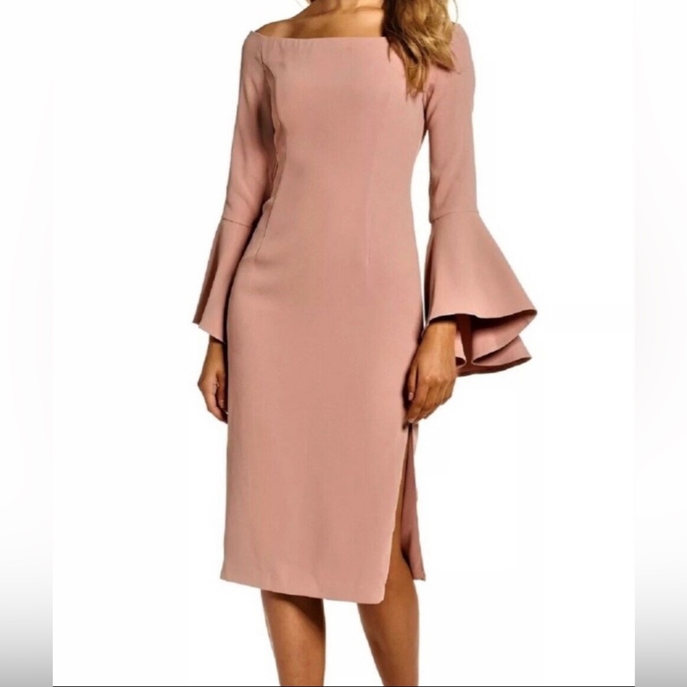 Bardot Revolve Blush Pink Midi Dress Off Shoulder